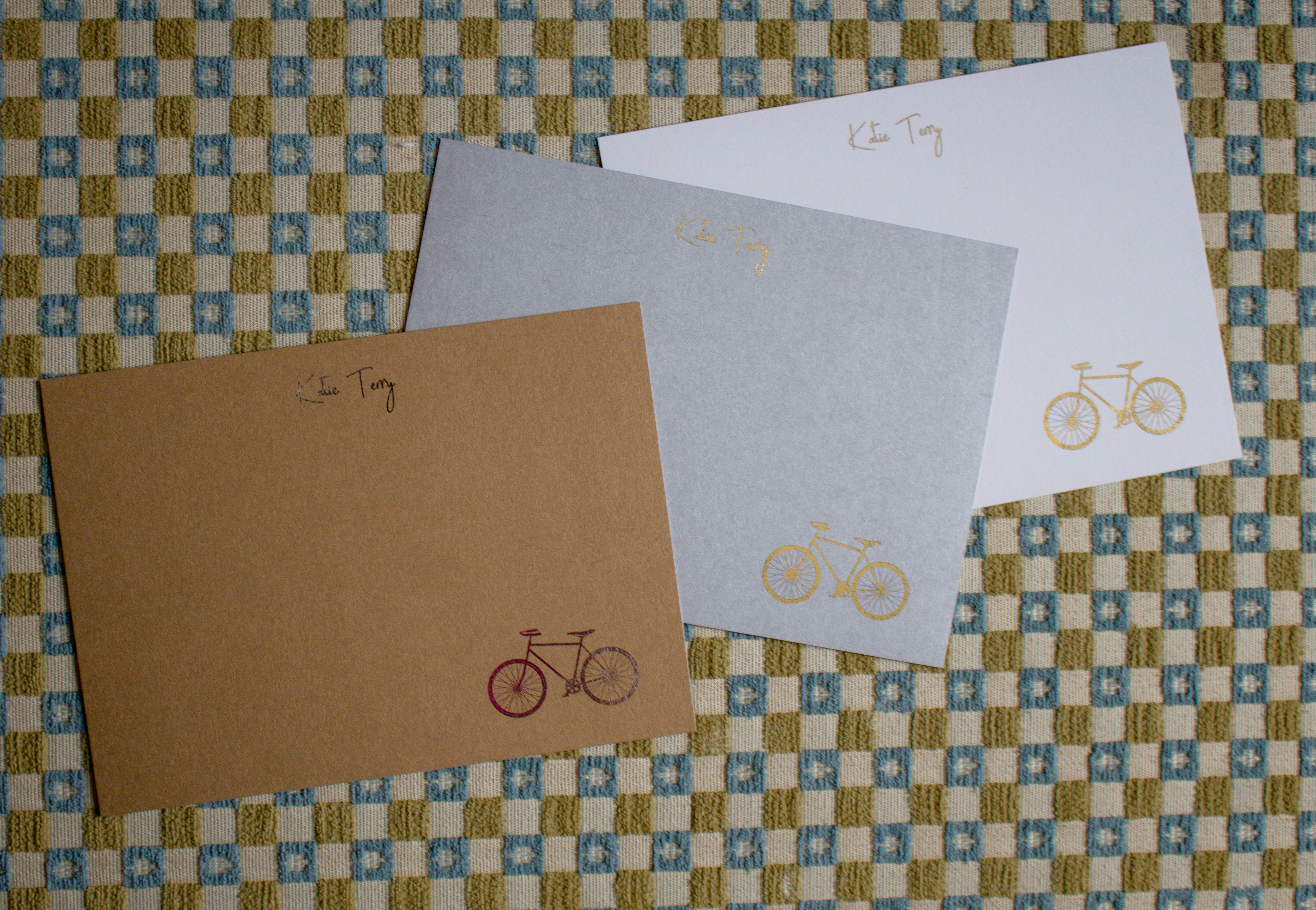Custom handmade gold foil pressed stationery