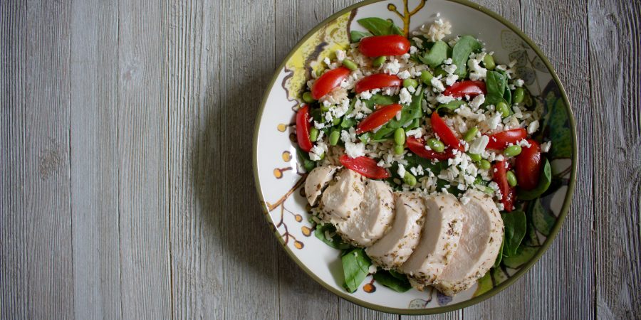 Greek chicken bowls make for a delicious & easy lunch. Whip up a batch on Sunday for lunch all week!