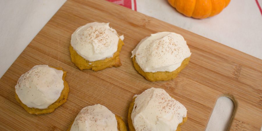 Frosted pumpkin cookies are the perfect way to celebrate fall! Try these next time you're looking for the perfect pumpkin recipe! | Teaspoon of Nose