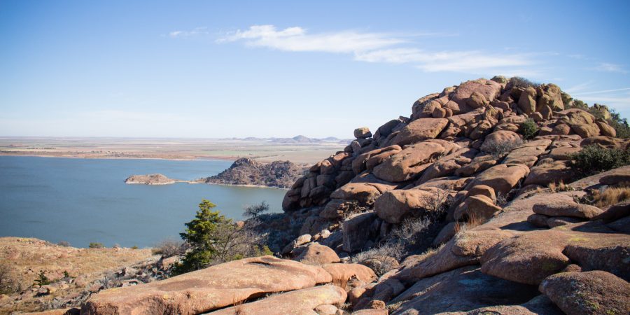 Quartz Mountain's New Horizon trail may not be much of a trail, but if you're up for scrambling up the rocks it ends with a fantastic view! Southwest Oklahoma | Teaspoon of Nose