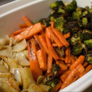 These roasted vegetables have become a weeknight staple for us. It's our favorite way to eat vegetables!