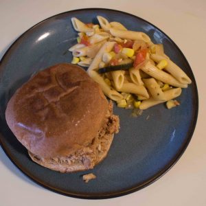 Penne with summer veggies is perfect for a summertime side: it can be served hot or cold, it's light enough to go with a burger but has enough veggies to be a meal on its own!