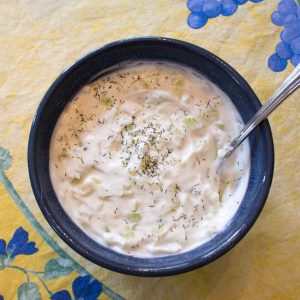 Homemade tzatziki makes for super easy appetizer dip or the perfect accompaniment to grilled meat!