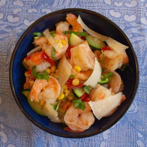 With shrimp, corn, zucchini and corn, this summer shrimp stir fry is the most summertime dish ever!