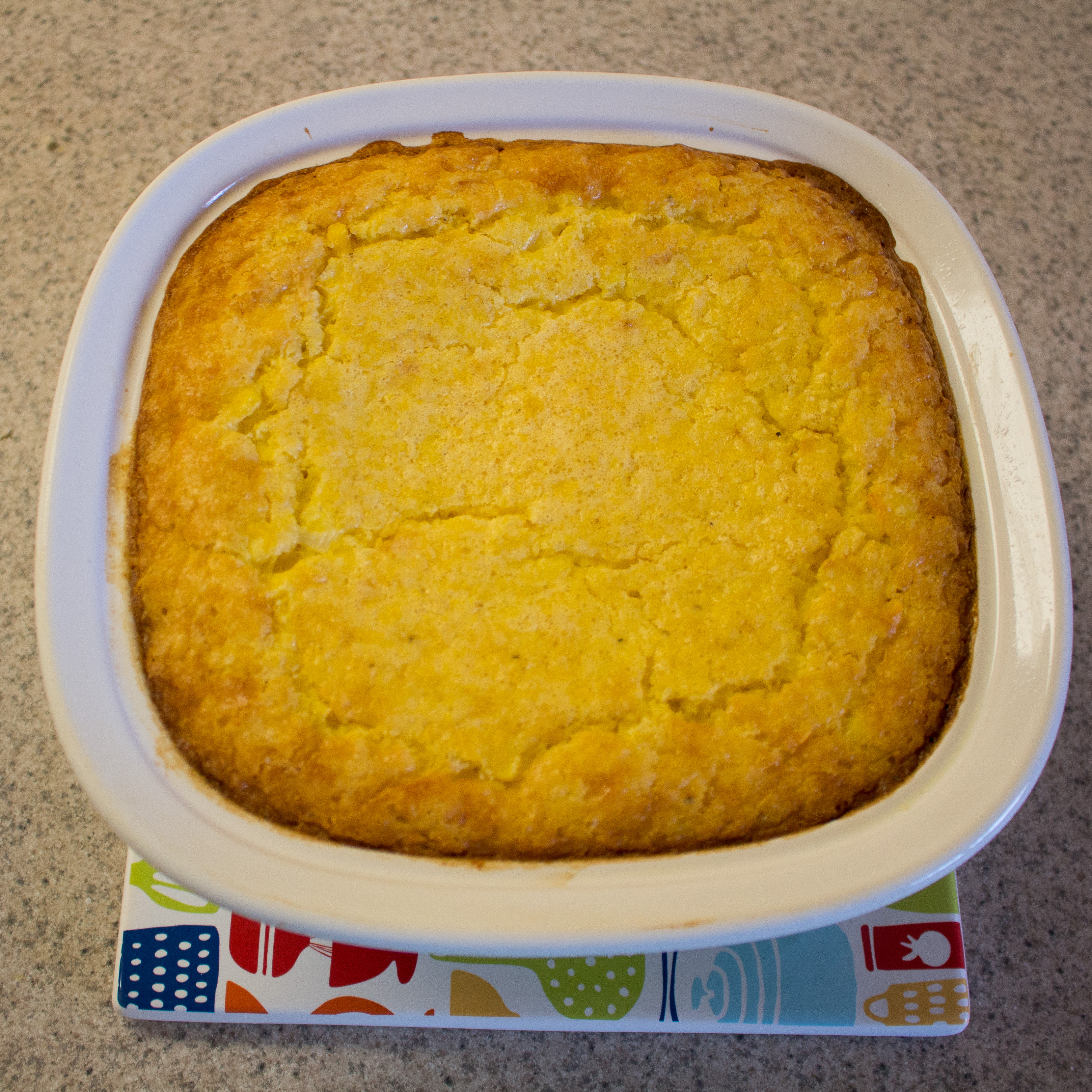 Corn pudding is a southern delicacy! It's full of corn flavor and a rich, almost custard-like texture. 