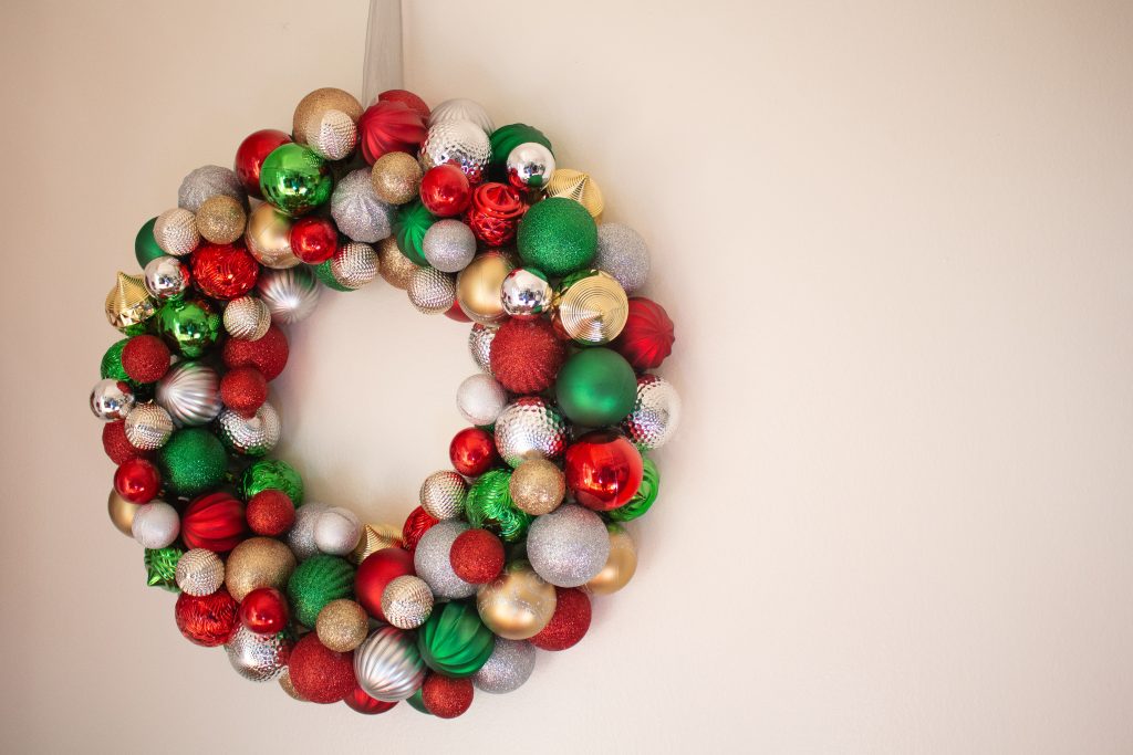 This DIY ornament wreath is a fantastic little DIY that you can put together in an hour for an elegant bit of Christmas decor!
