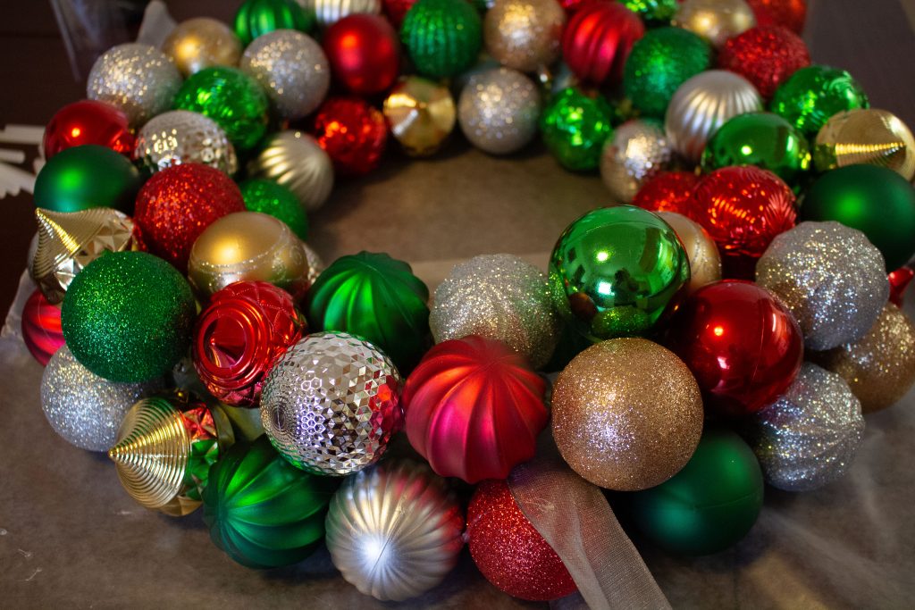 This DIY ornament wreath is a fantastic little DIY that you can put together in an hour for an elegant bit of Christmas decor!