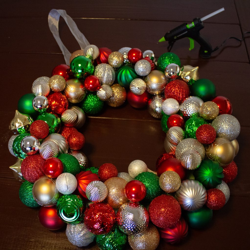 This DIY ornament wreath is a fantastic little DIY that you can put together in an hour for an elegant bit of Christmas decor!