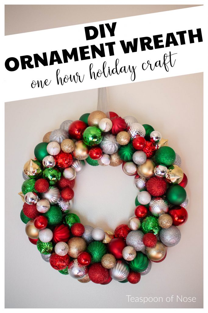 This DIY ornament wreath is a fantastic little DIY that you can put together in an hour for an elegant bit of Christmas decor! | Teaspoon of Nose