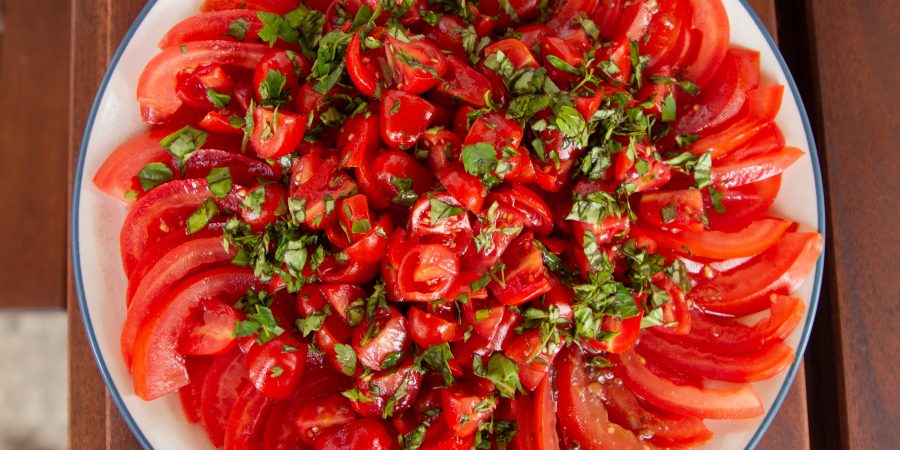 Tomato salad comes together in five minutes and will be your next no-cook summer staple!