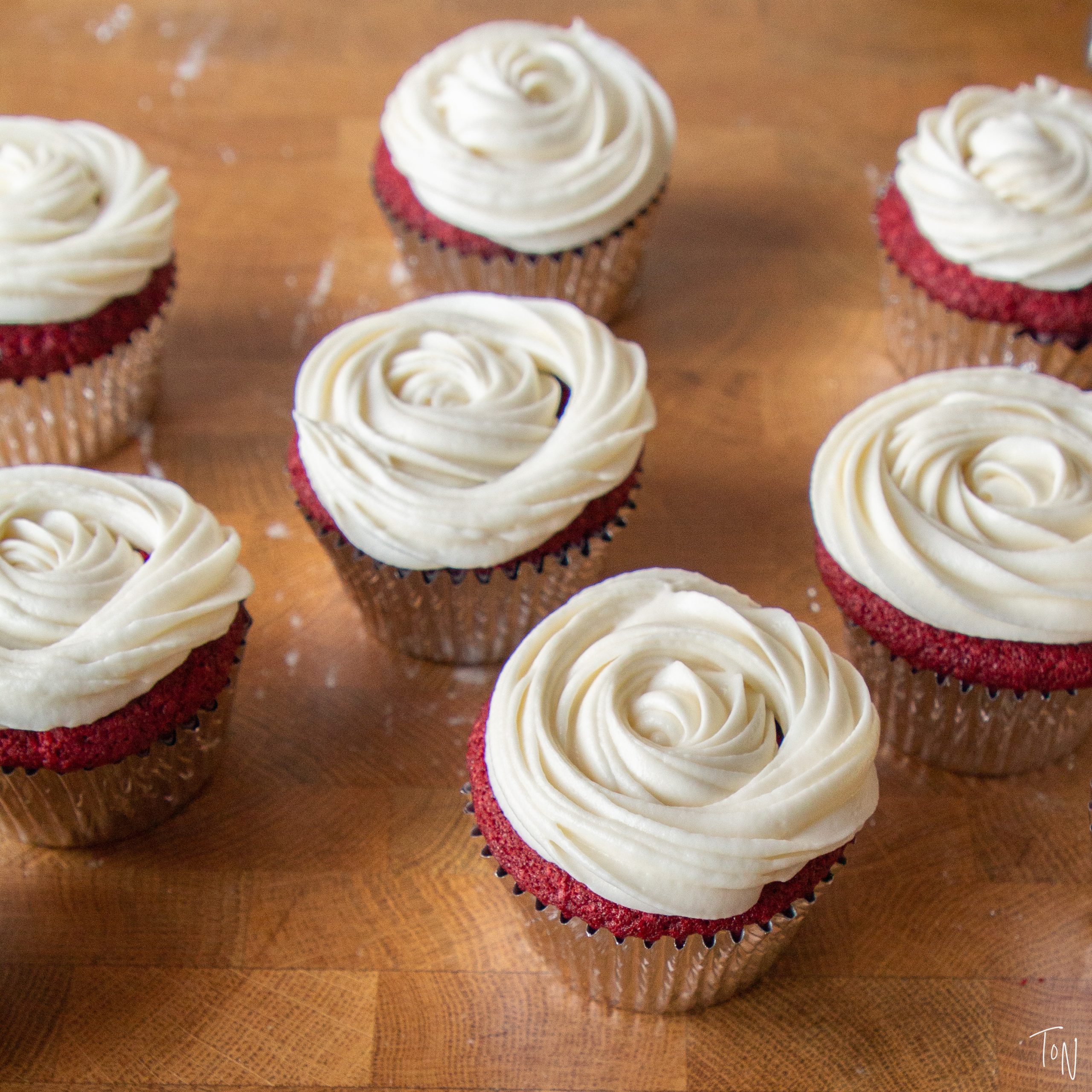 Our version of the classic - red velvet cupcakes never disappoint!
