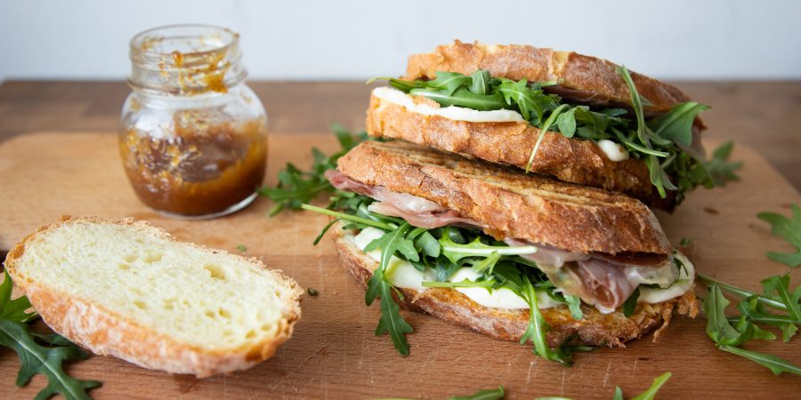 These prosciutto and mozzarella panini have a secret ingredient that ramp them up a notch to be the best sandwich you've ever tried! | Teaspoon of Nose