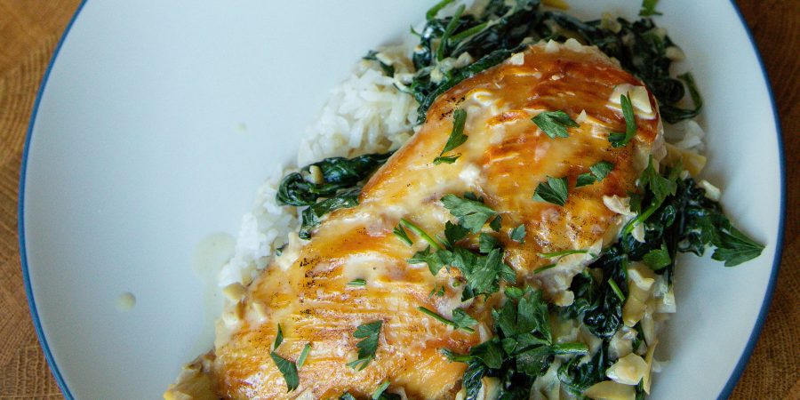 Creamy spinach artichoke chicken tastes like spinach dip in meal form! It comes together in 20 minutes and ...