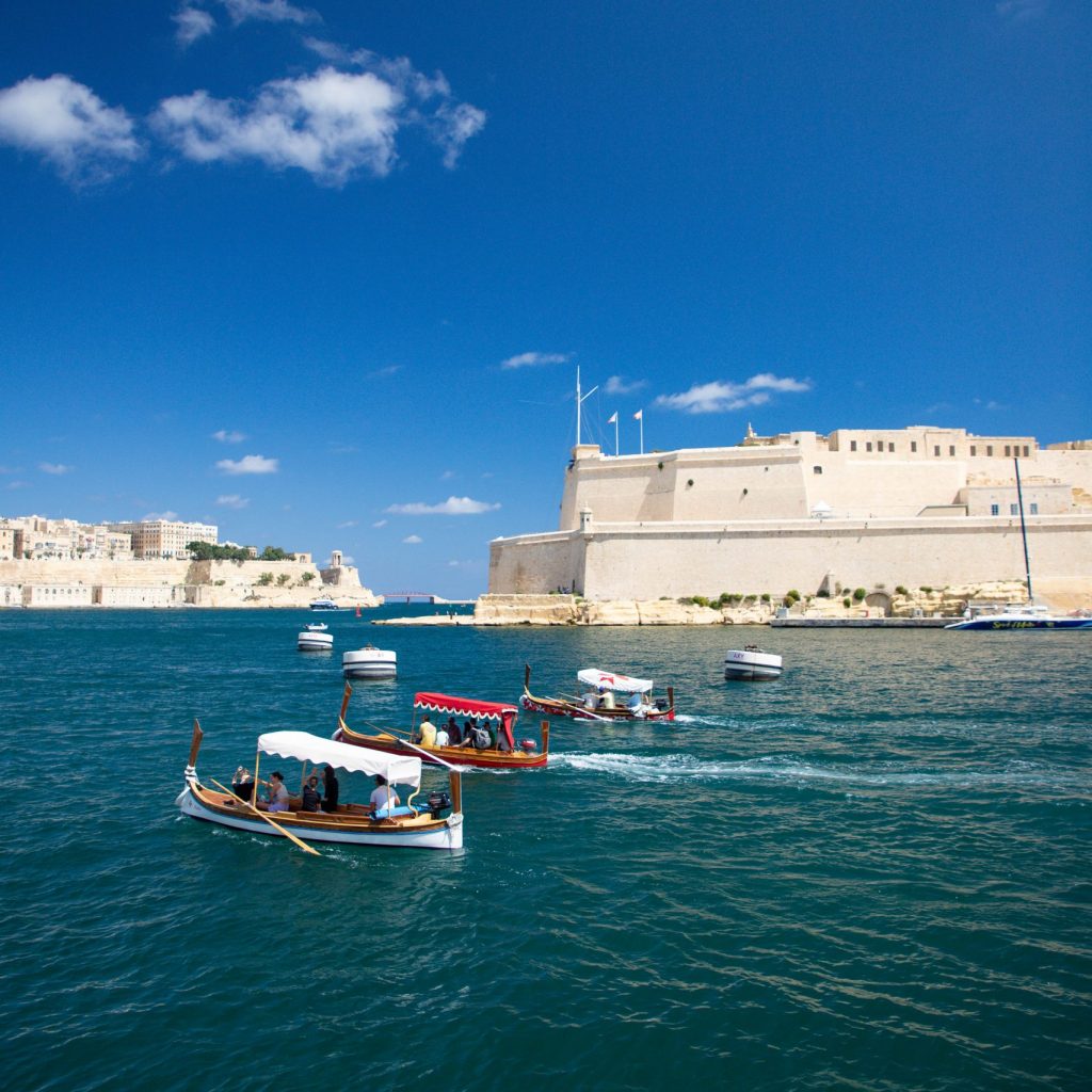 Traditional Maltese boats between Valletta & the Three Cities