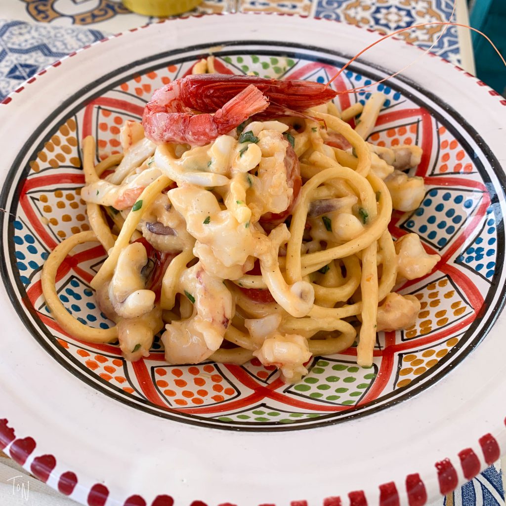 Seafood carbonara was a surprise win in Monopoli, Puglia!