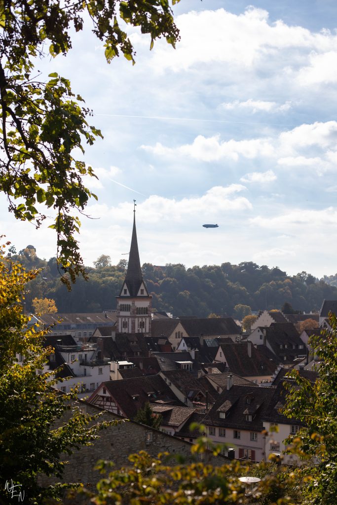 A surprise in Schaffhausen is the zeppelins flying overhead!
