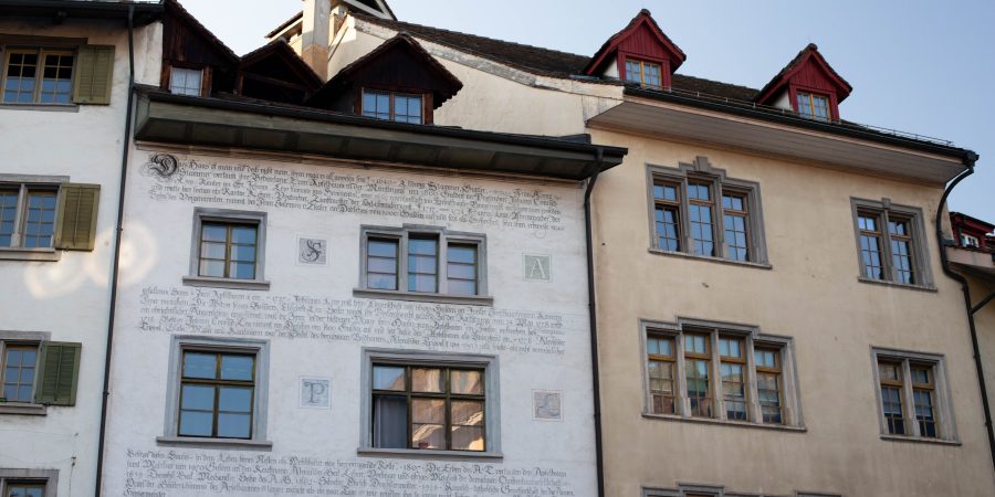 Visit Schaffahusen's historic old town with unique architecture and decor in northern Switzerland!